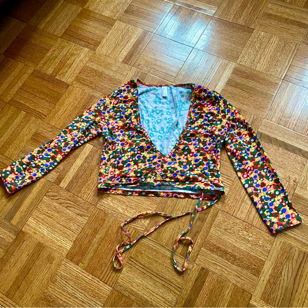 American Apparel Juilliard Floral Wrap Top